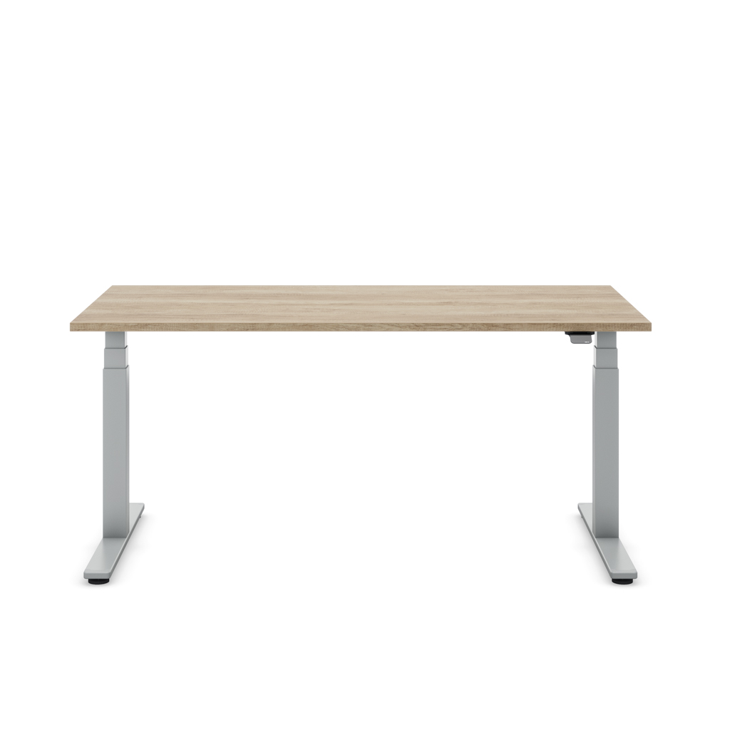 Höhenverstellbarer Schreibtisch Masterlift® Flex Basic, Eiche Dekor/Silber 160x80