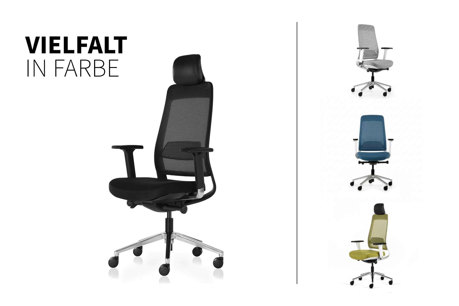 Inwerk Teamo® Original Plus - Bürostuhl mit Kopfstütze, Schwarz