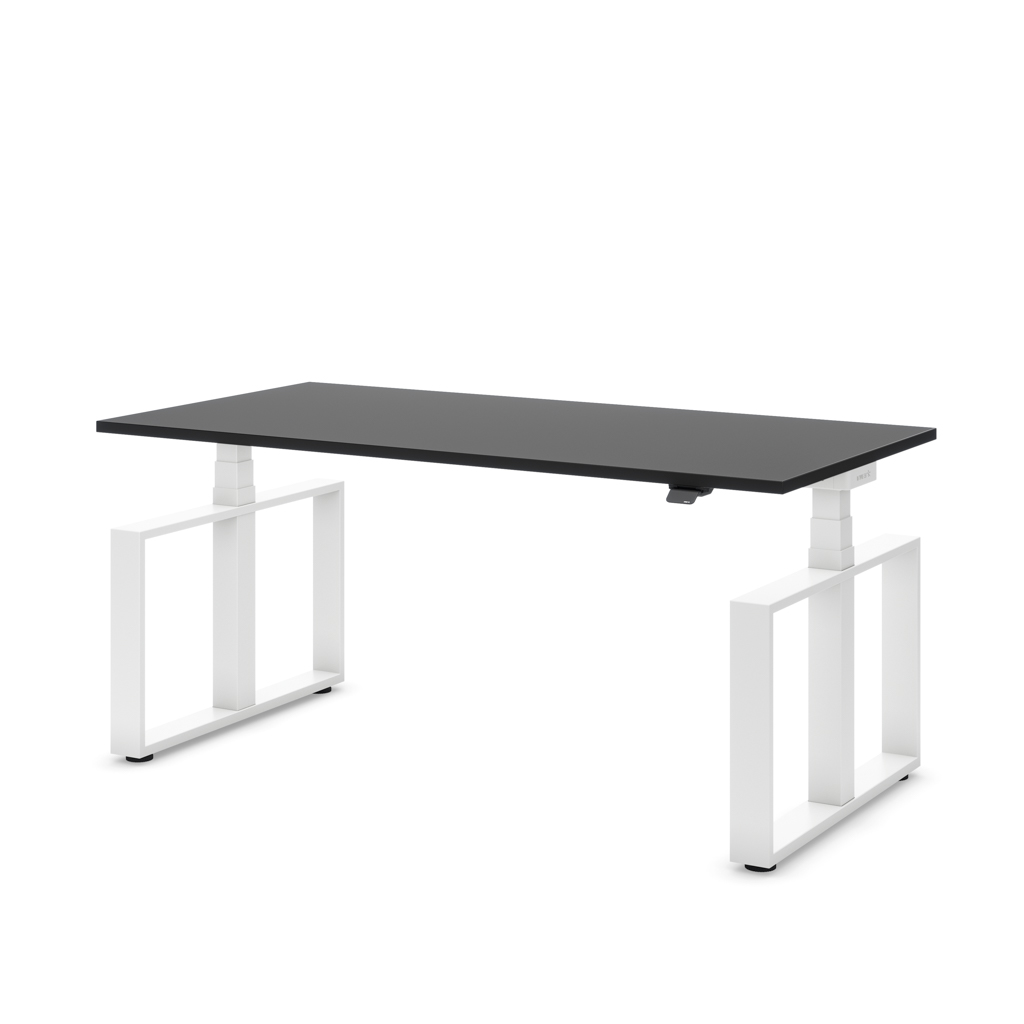 Masterlift Flex höhenverstellbarer Schreibtisch Loop Stahl Edition Rechteck Schwarz Dekor/Weiß 200x80
