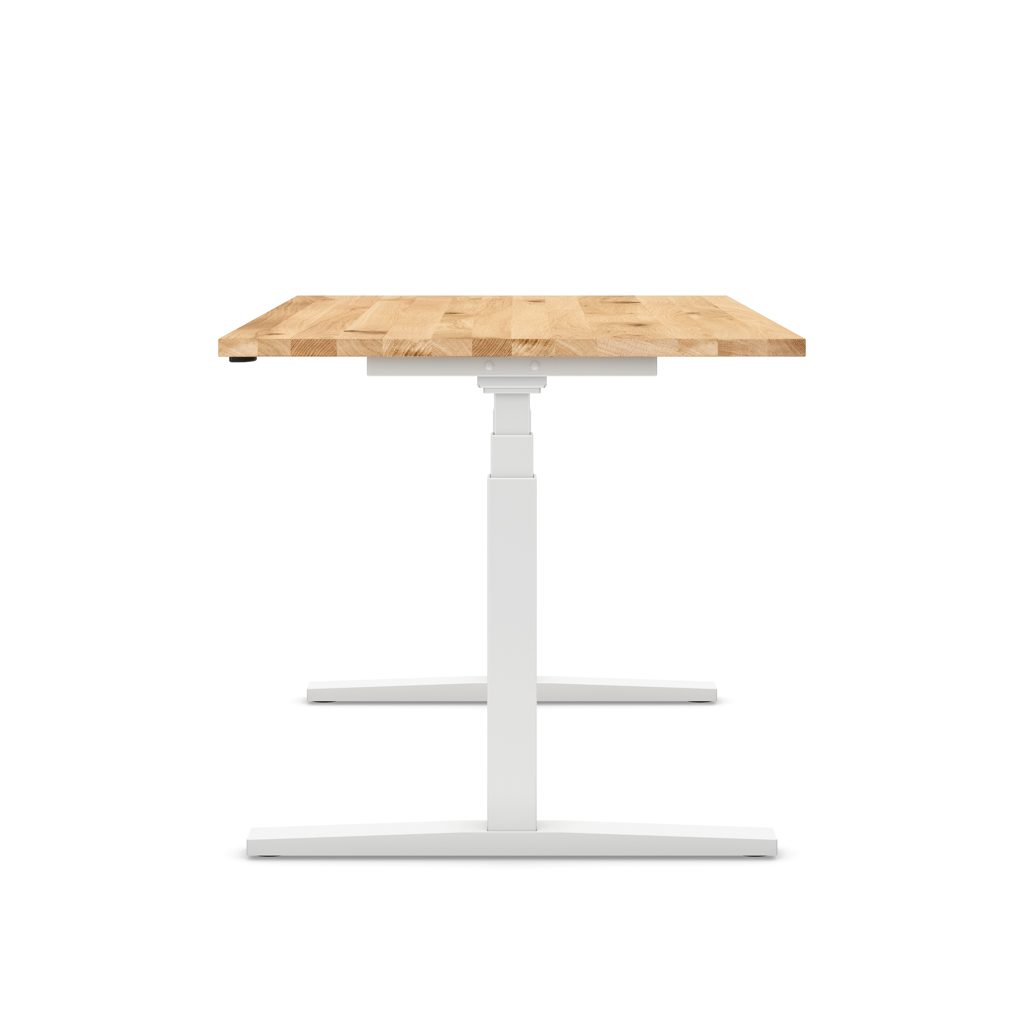 Höhenverstellbarer Schreibtisch Imperio® Lift Q2 Eiche Massivholz/Weiss 180x80