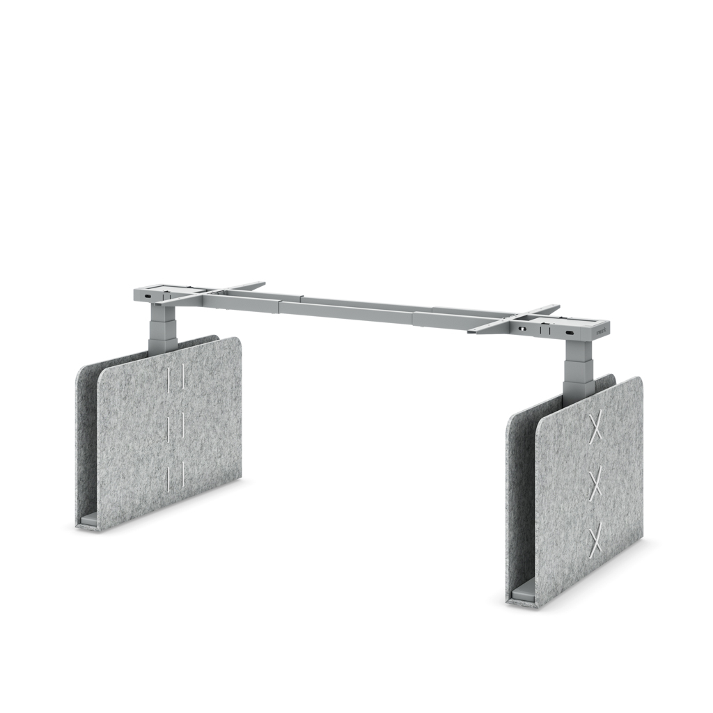 Masterlift® Flex höhenv. Schreibtisch-Gestell quadratisch Filz Edition Rechteck Hellgrau Silber