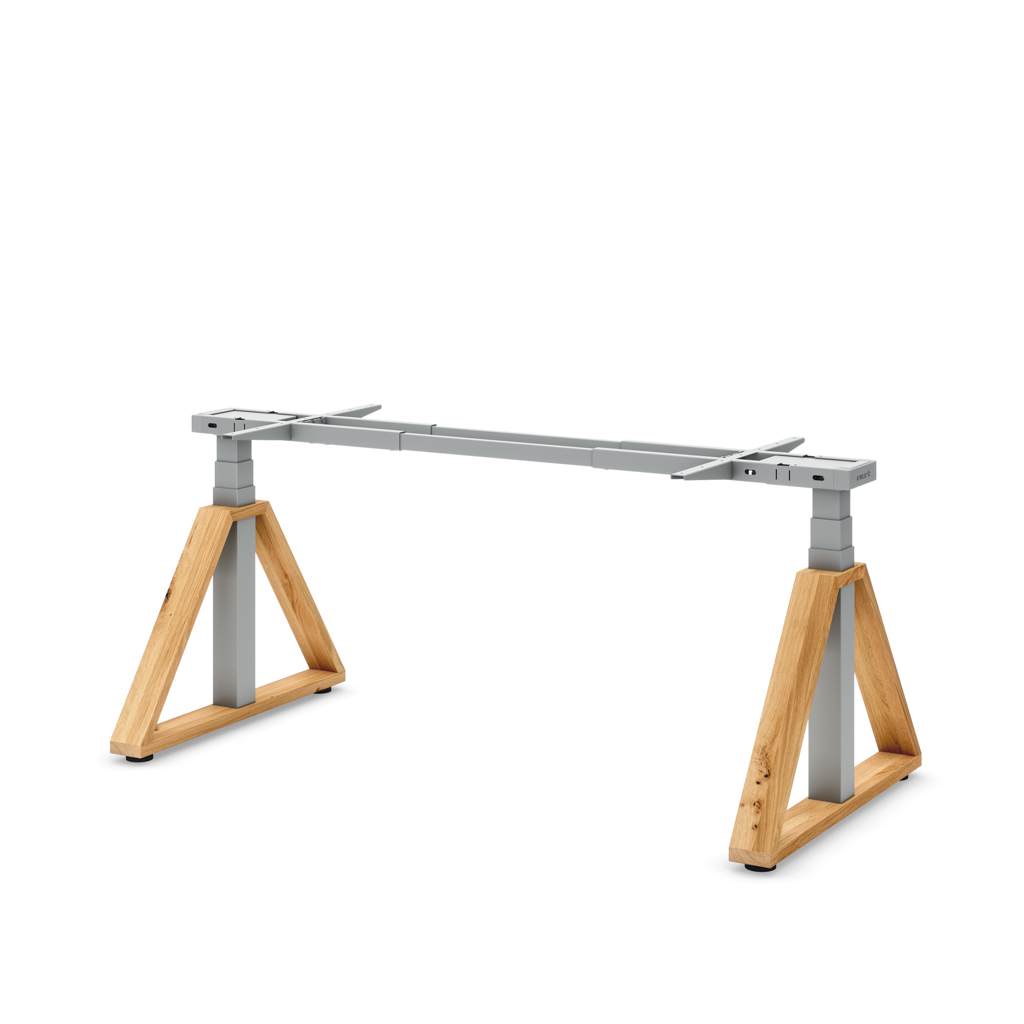 Masterlift Flex höhenv. Schreibtisch-Gestell Loop Holz Edition Trapez Silber