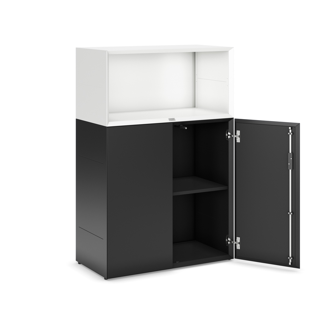 Sideboard Masterbox® B 80 x H 120 cm 3 OH, Schwarz/Weiss