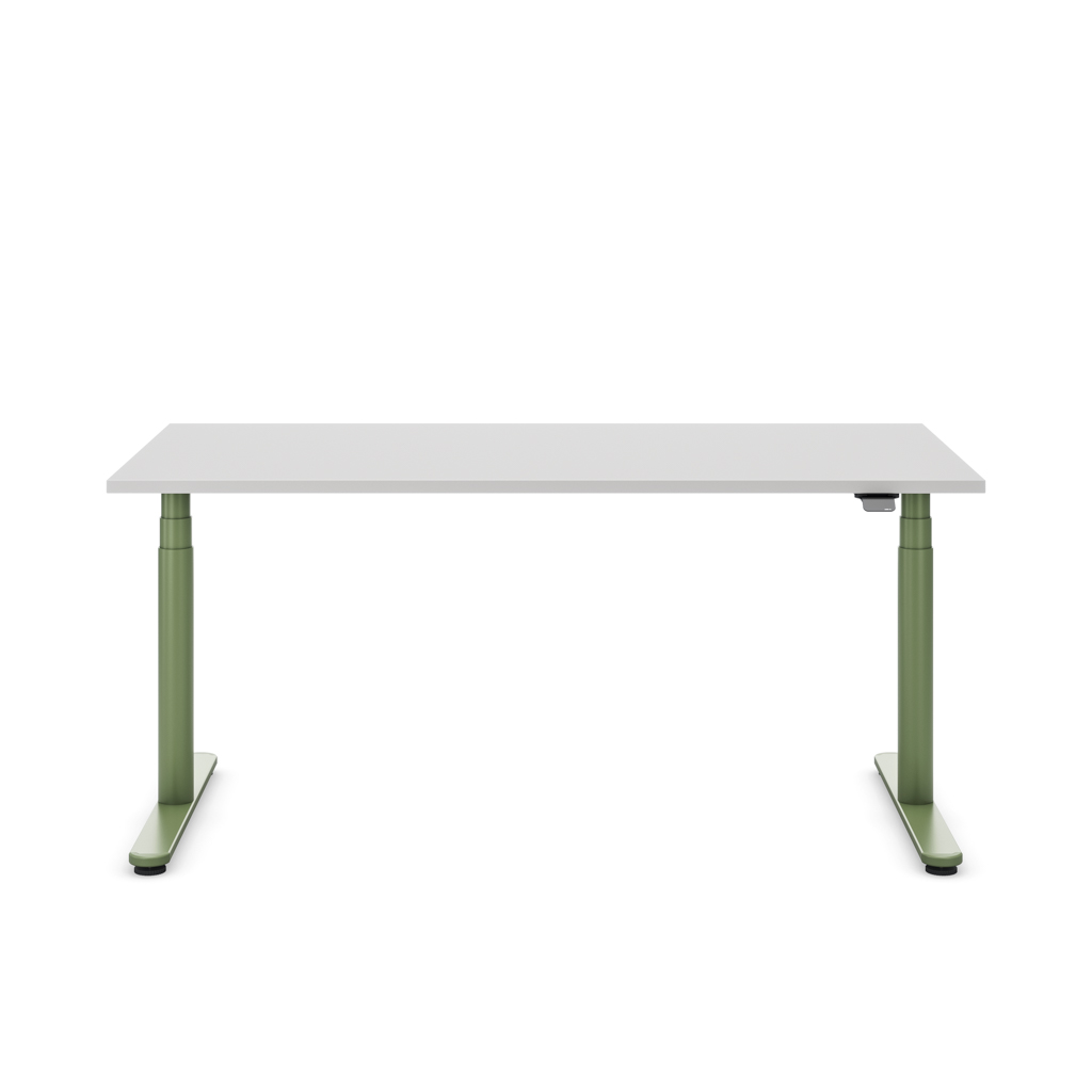Höhenverstellbarer Schreibtisch Masterlift® Flex Basic rund, Lichtgrau/Resedagrün 180x80