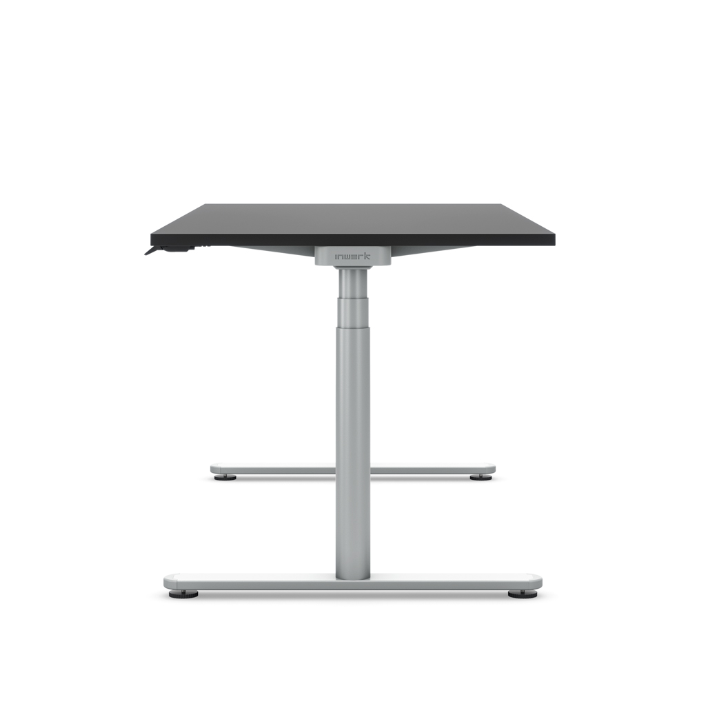 Höhenverstellbarer Schreibtisch Masterlift® Flex Basic rund, Schwarz/Silber 120x80