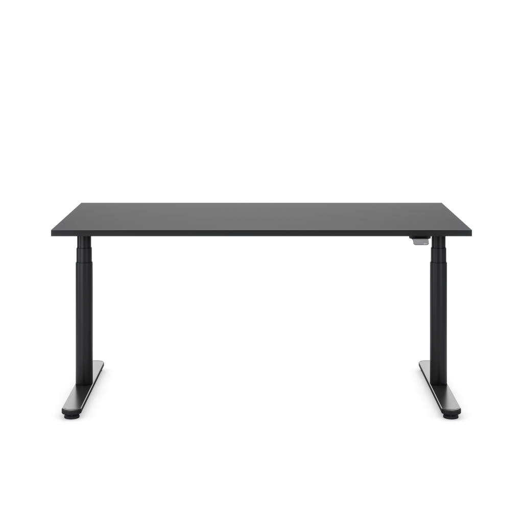 Höhenverstellbarer Schreibtisch Masterlift® Flex Basic rund, Schwarz/Schwarz 180x80