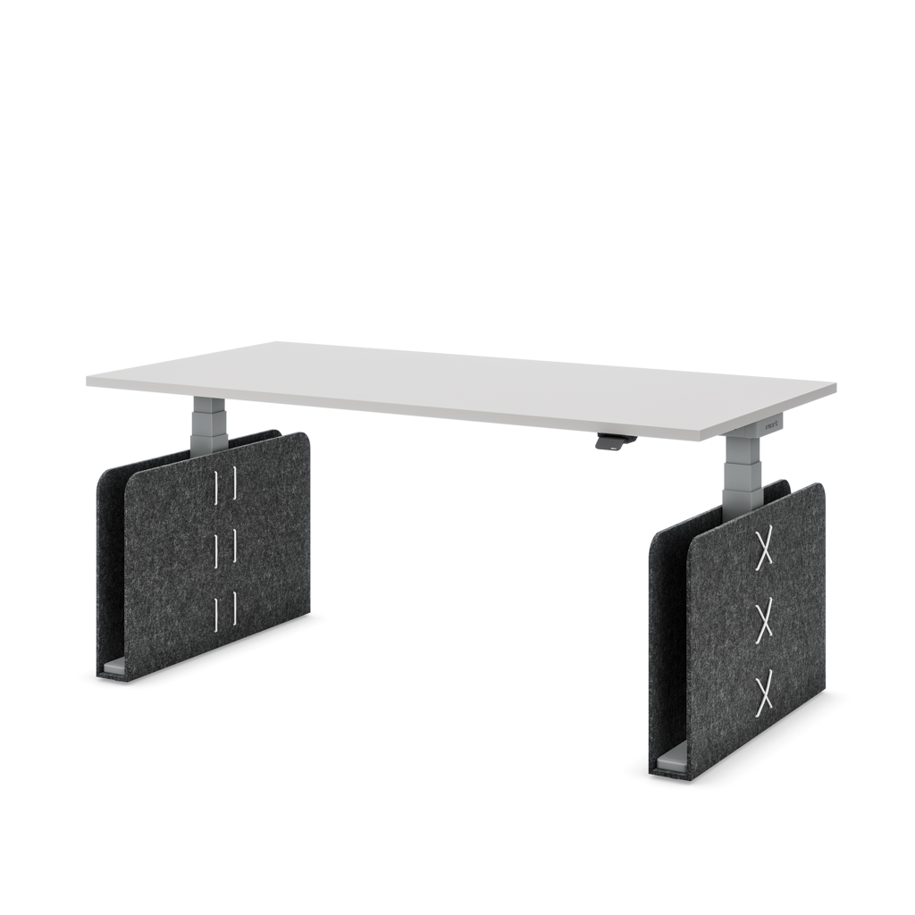 Masterlift Flex höhenverstellbarer Schreibtisch quadratisch Filz Edition Rechteck Dunkelgrau Lichtgrau Dekor/Silber 180x80