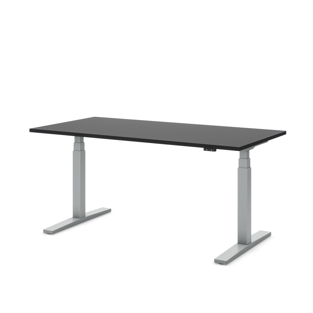 Höhenverstellbarer Schreibtisch Imperio Lift Q2 Schwarz Dekor/Silber 160x80