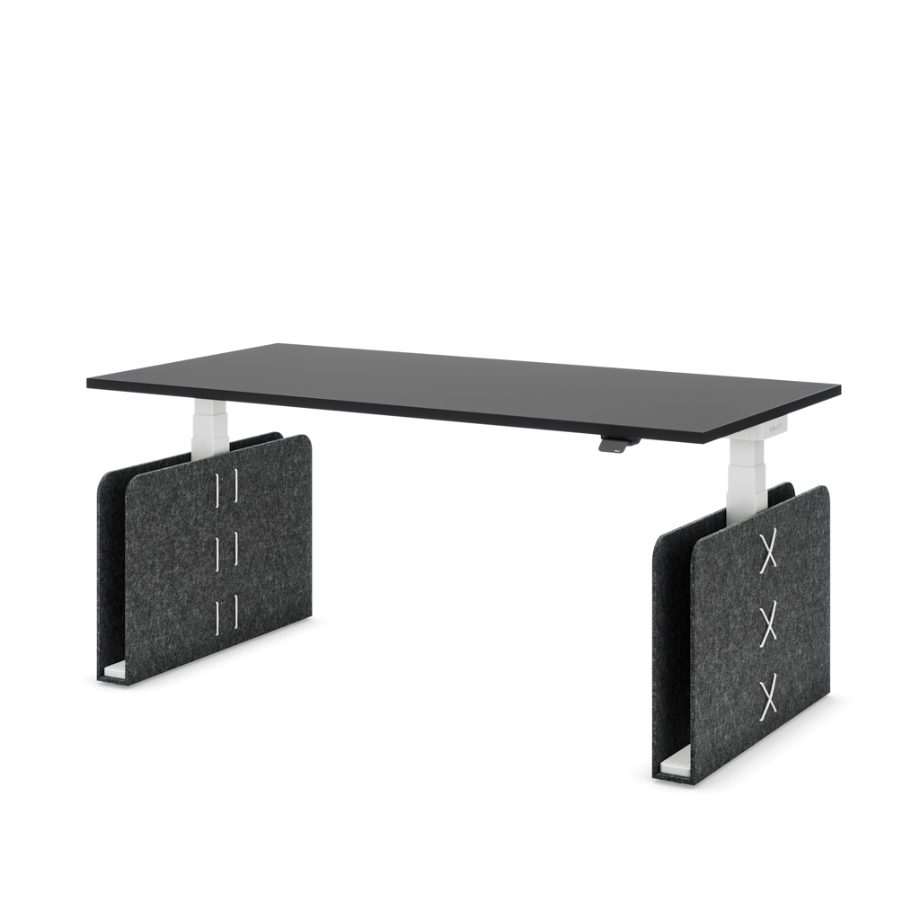 Masterlift Flex höhenverstellbarer Schreibtisch quadratisch Filz Edition Rechteck Dunkelgrau Schwarz Dekor/Weiß 200x80