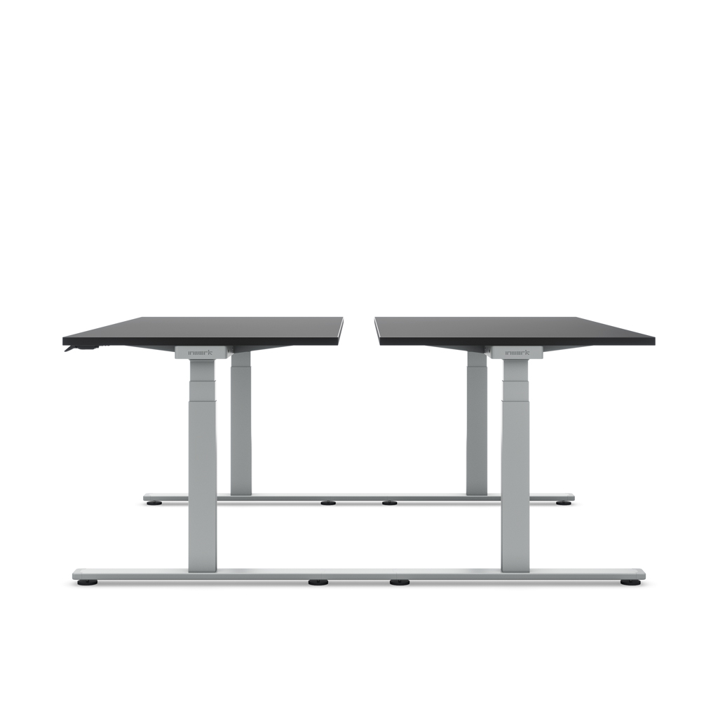 Höhenverstellbarer Team-Schreibtisch Masterlift® Flex Light, Schwarz/Silber 120x80