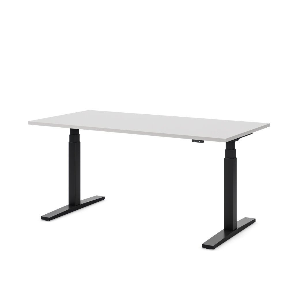 Höhenverstellbarer Schreibtisch Imperio Lift Q2 Lichtgrau Dekor/ Schwarz 180x80
