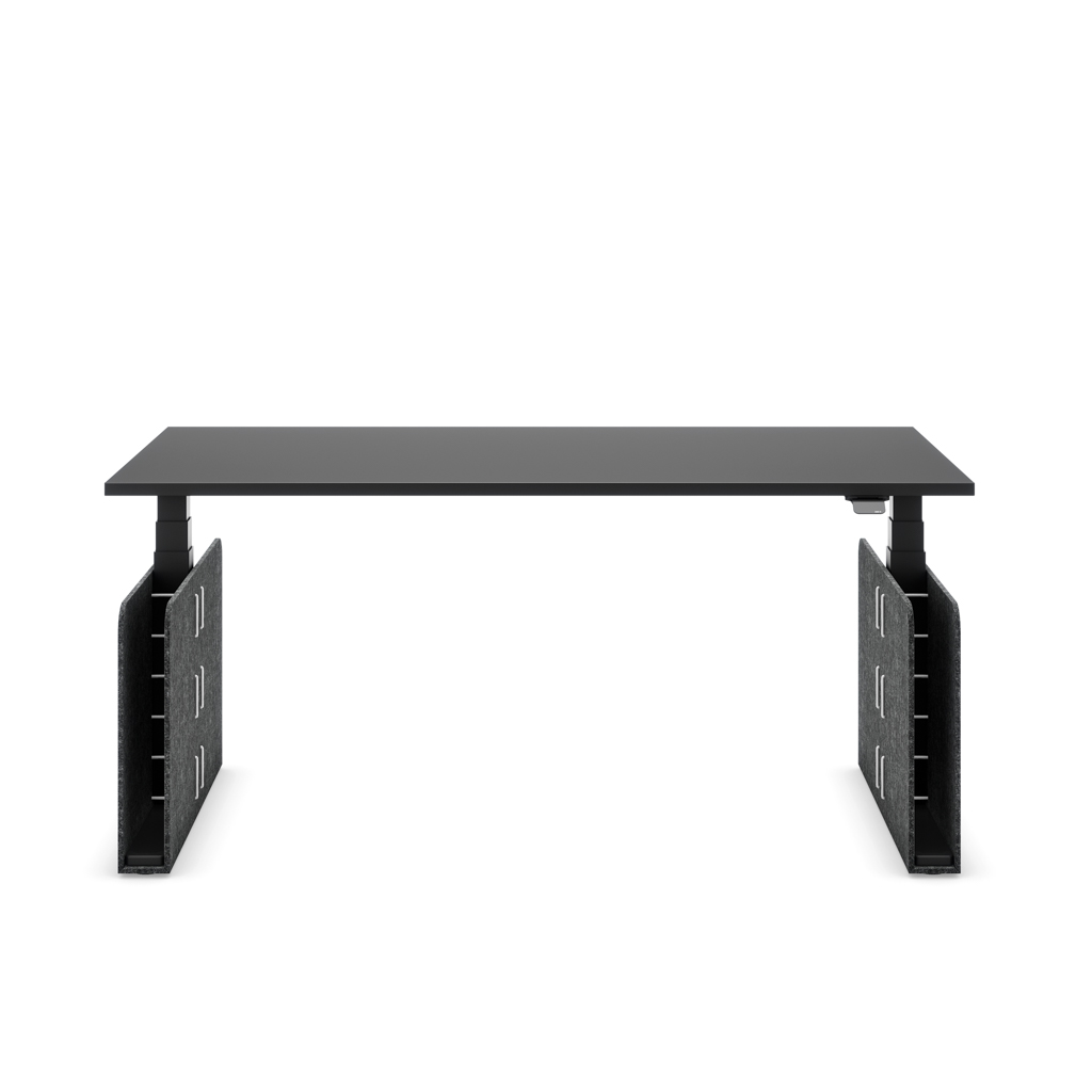Höhenverstellbarer Schreibtisch Masterlift® Flex Akustix®-Edition, Rechteck Dunkelgrau, Schwarz Dekor/Schwarz 160x80