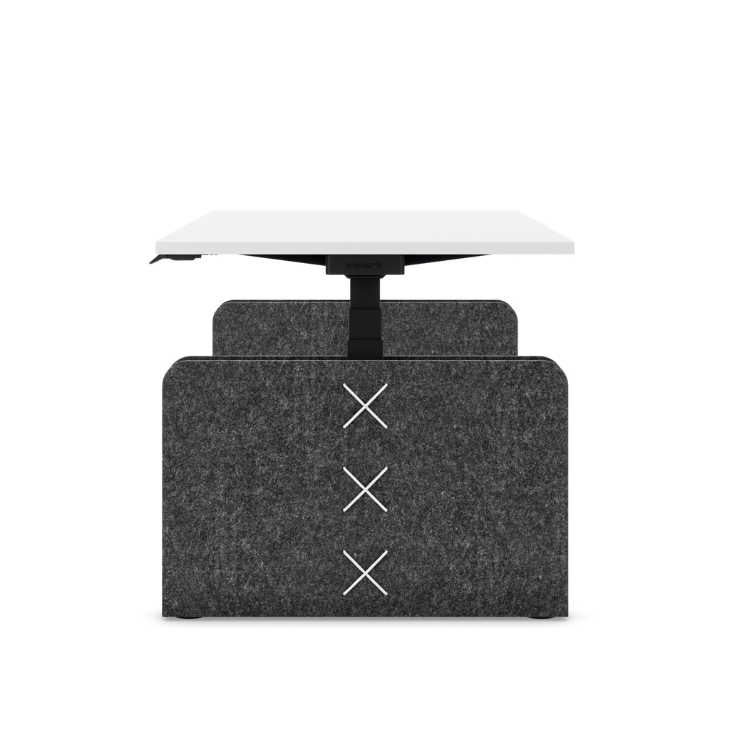 Höhenverstellbarer Schreibtisch Masterlift® Flex Akustix®-Edition, Rechteck Dunkelgrau,  Weiss Dekor/Schwarz 140x80
