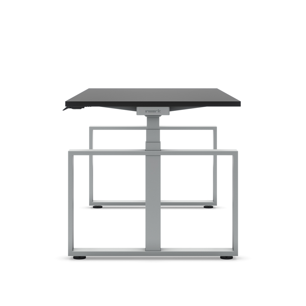 Höhenverstellbarer Schreibtisch Masterlift® Flex Loop-Edition, Stahl Rechteck, Schwarz Dekor/Silber 200x80