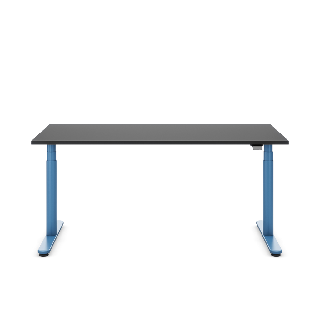 Höhenverstellbarer Schreibtisch Masterlift® Flex Basic rund, Schwarz/Brillantblau 160x80