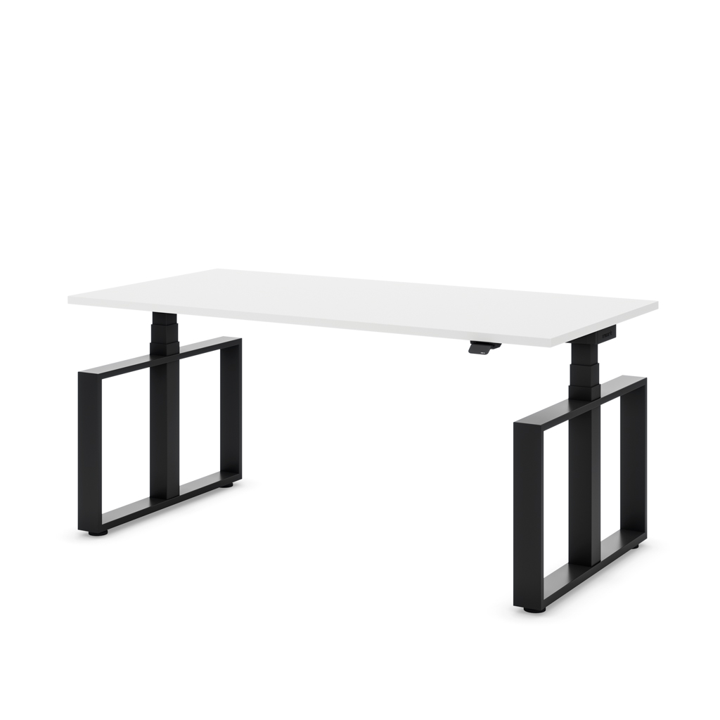 Masterlift Flex höhenverstellbarer Schreibtisch Loop Stahl Edition Rechteck Weiß Dekor/Schwarz 200x80