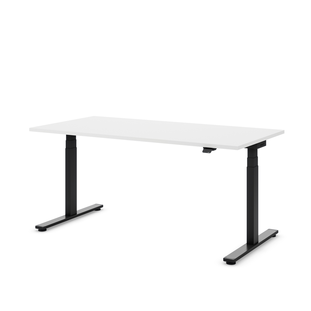 Masterlift Flex höhenverstellbarer Schreibtisch T-Fuß rechteckig Weiß Dekor/Schwarz 200x80