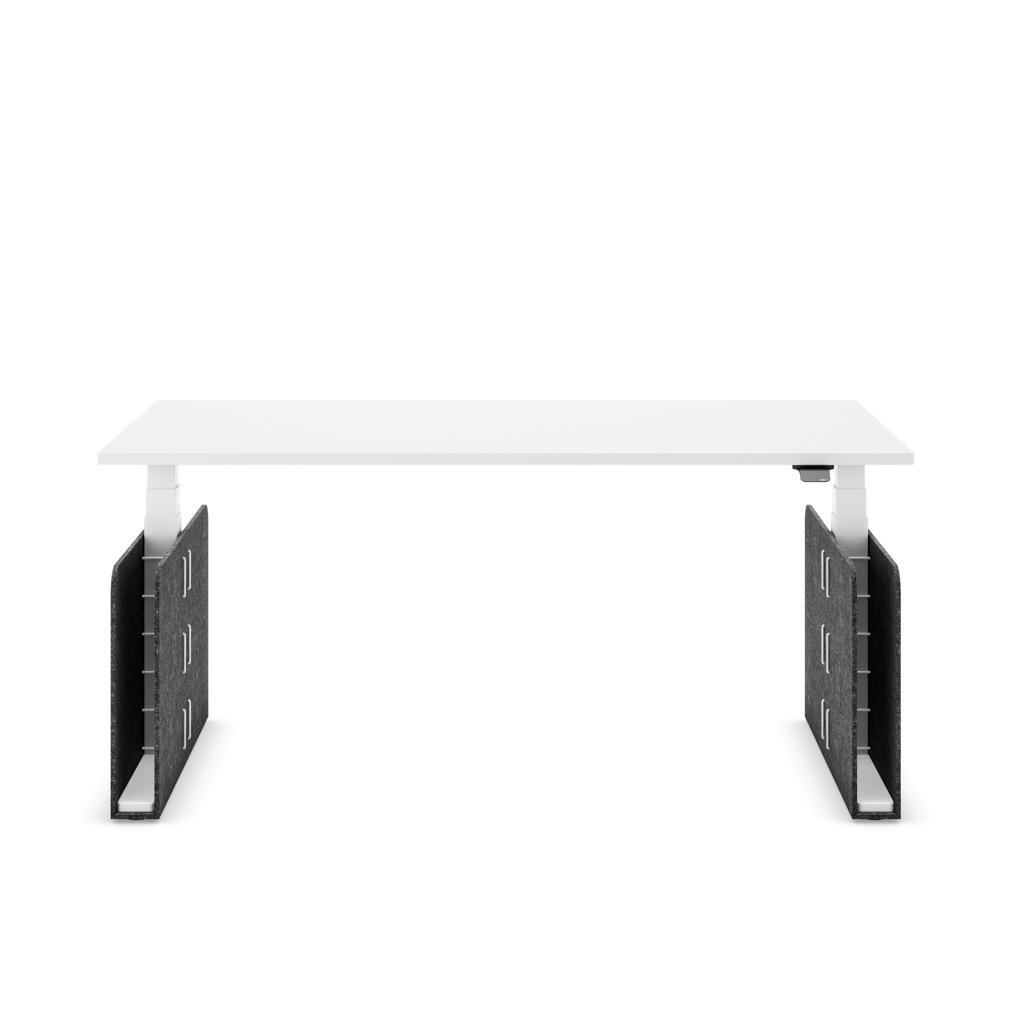 Höhenverstellbarer Schreibtisch Masterlift® Flex Akustix®-Edition, Rechteck Dunkelgrau, Weiss Dekor/Weiss 140x80