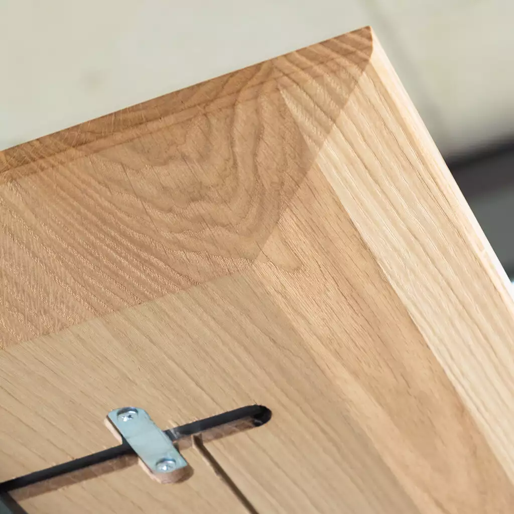 Massivholz Tischplatte Eiche Inwerk – Schweizer Kante, 180x80