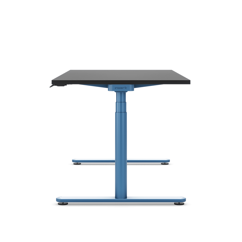 Höhenverstellbarer Schreibtisch Masterlift® Flex Basic rund, Schwarz/Brillantblau 160x80
