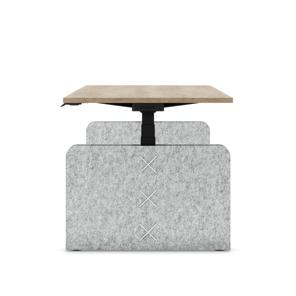 Höhenverstellbarer Schreibtisch Masterlift® Flex Akustix®-Edition, Rechteck Hellgrau, Eiche Dekor/Schwarz 180x80