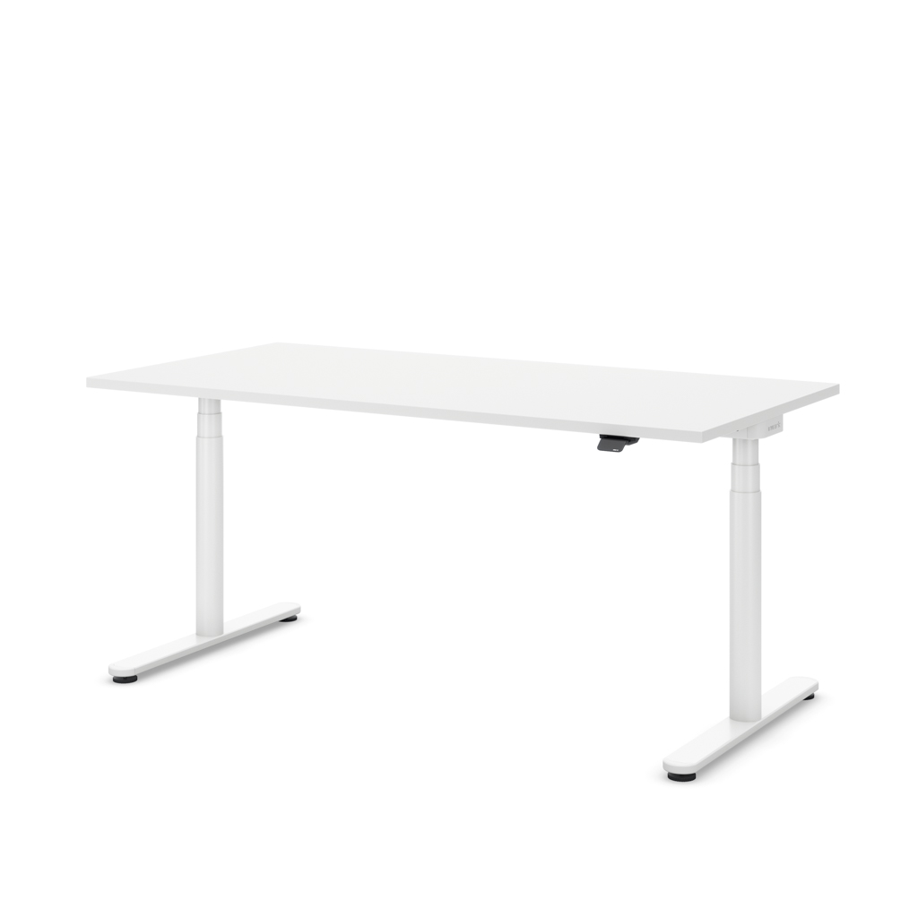 Höhenverstellbarer Schreibtisch Masterlift® Flex Basic rund, Weiss/Weiss 140x80