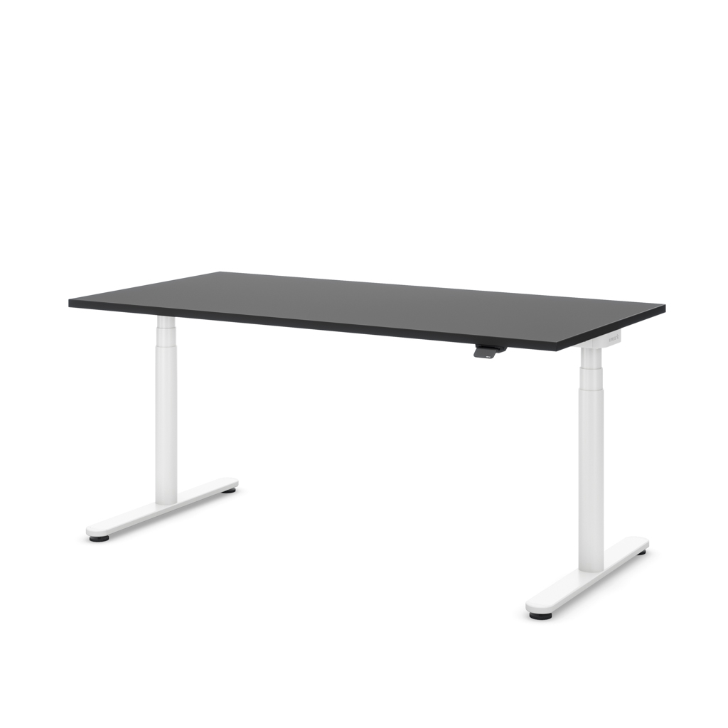 Höhenverstellbarer Schreibtisch Masterlift® Flex Basic rund, Schwarz/Weiss 160x80
