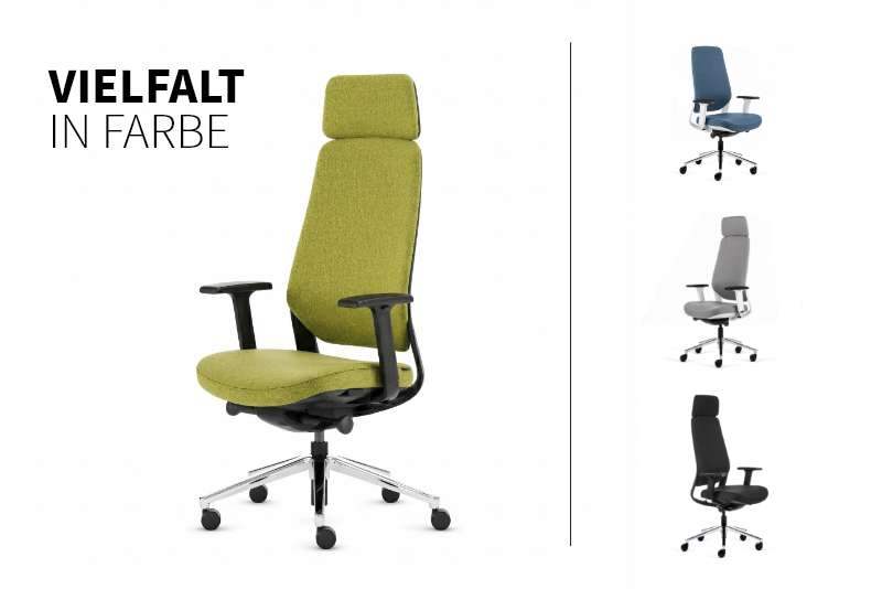 Teamo® Plush Plus - Ergonomischer Bürostuhl mit Kopfstütze, Vollpolster, Schwarz/Grün
