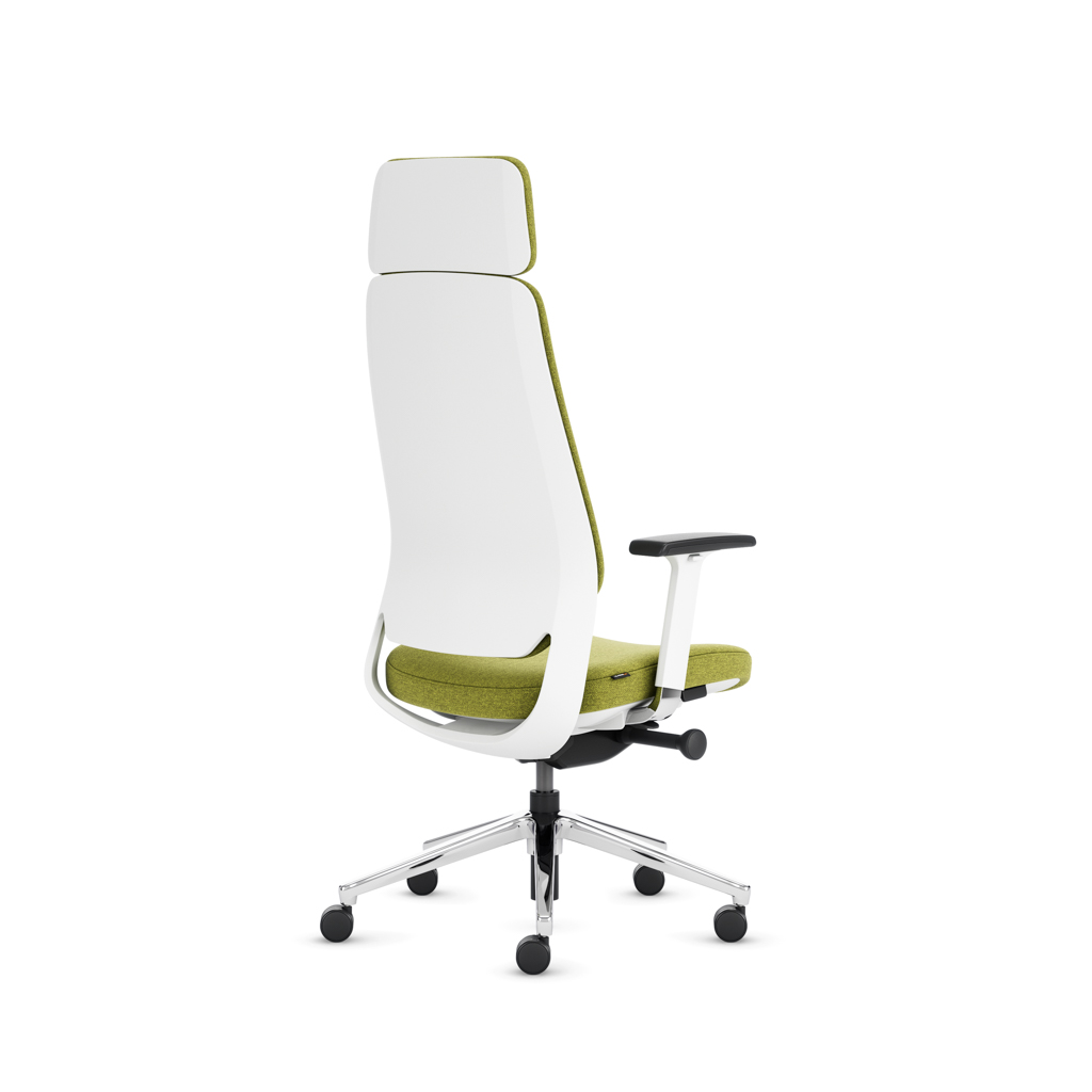 Teamo® Plush Plus - Ergonomischer Bürostuhl mit Kopfstütze, Vollpolster, Weiss/Grün