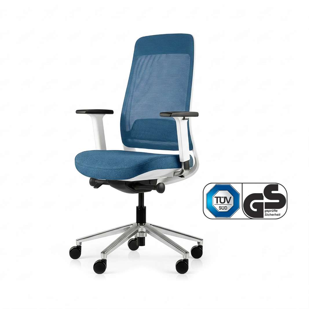 Inwerk Teamo® Original - Ergonomischer Bürostuhl, Weiß/Blau