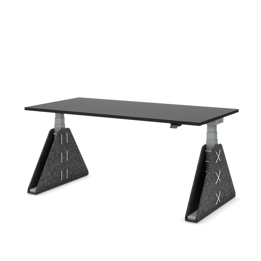 Masterlift Flex höhenverstellbarer Schreibtisch quadratisch Filz Edition Trapez Dunkelgrau Schwarz Dekor/Silber 200x80