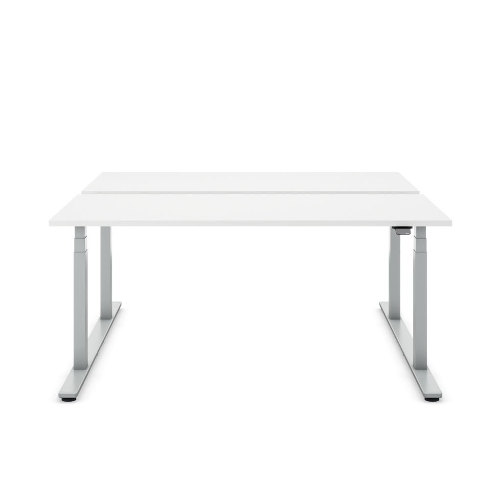 Höhenverstellbarer Team-Schreibtisch Masterlift® Flex Light, Weiss/Silber 200x80