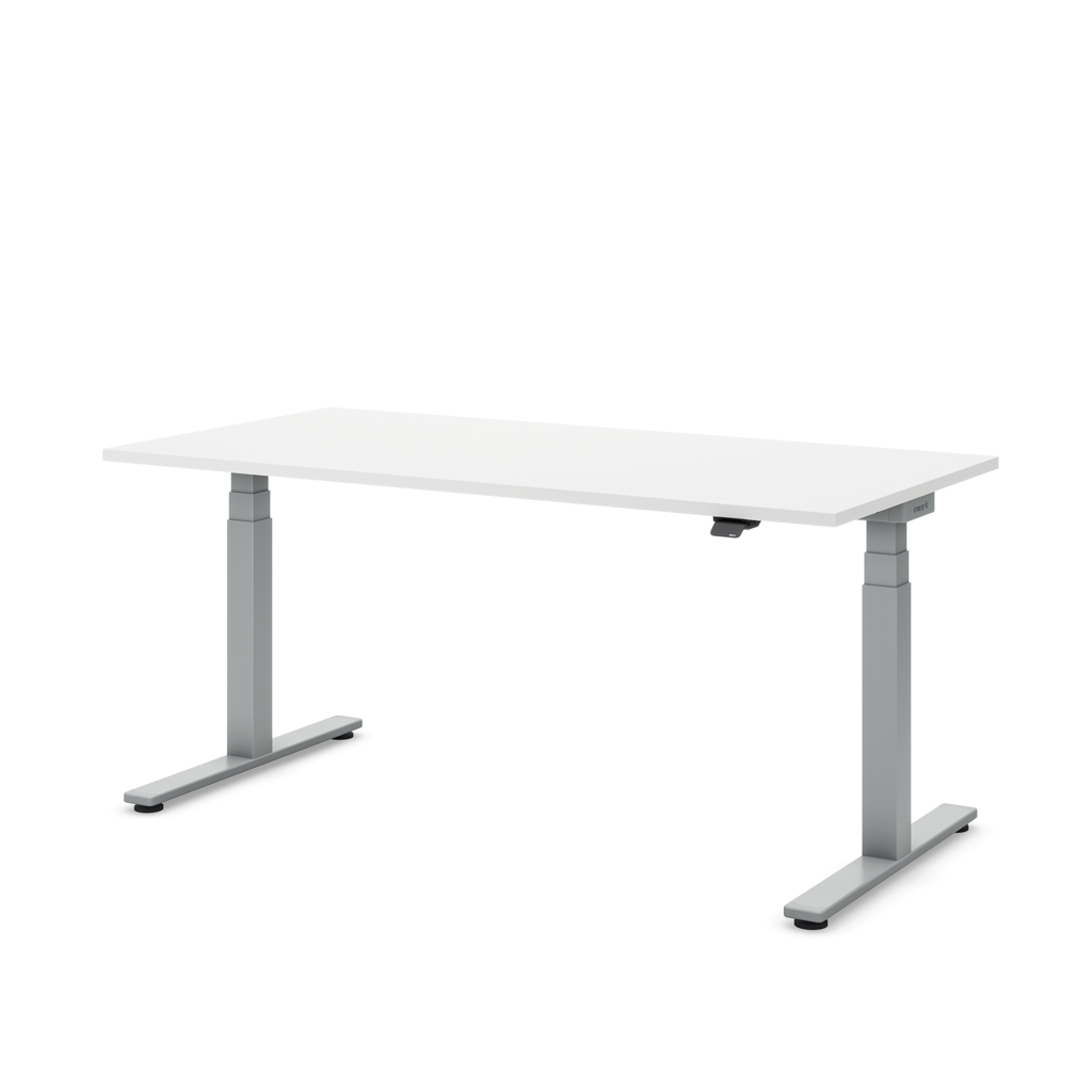 Höhenverstellbarer Schreibtisch Masterlift Flex Basic, Weiss Dekor/Silber 160x80