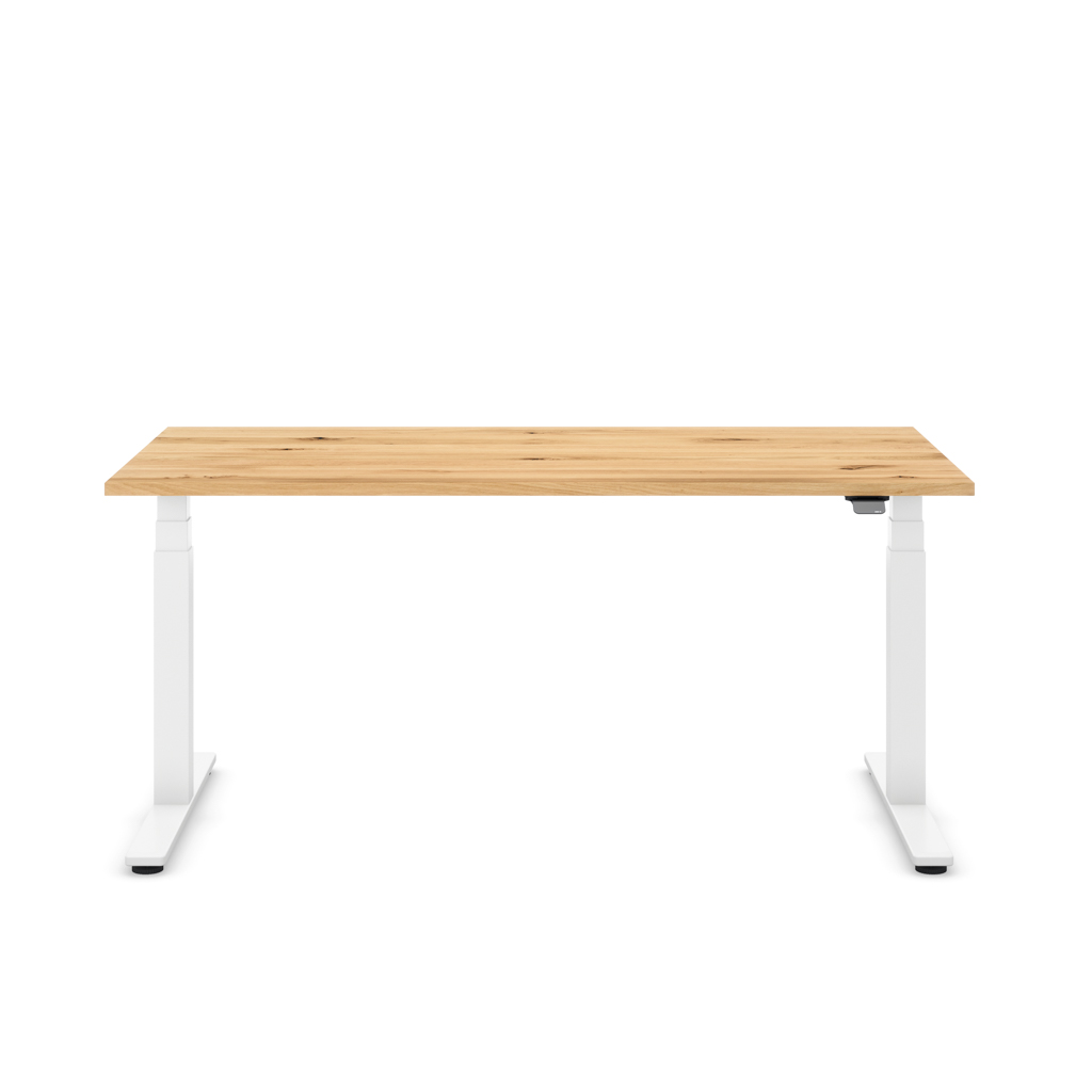 Höhenverstellbarer Schreibtisch Masterlift® Flex Basic, Eiche Massivholz/Weiss 160x80