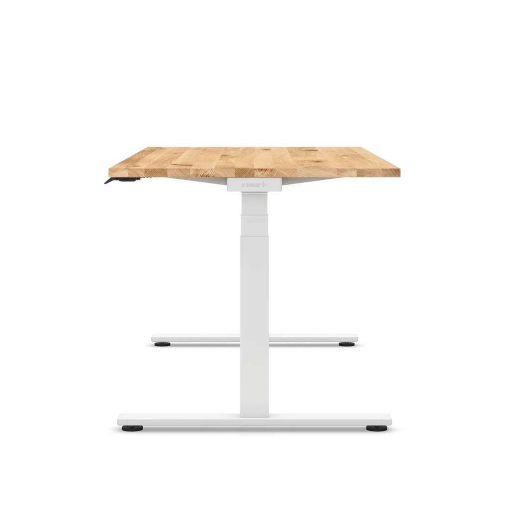 Höhenverstellbarer Schreibtisch Masterlift® Flex Light, Eiche Massivholz/Weiss 180x80