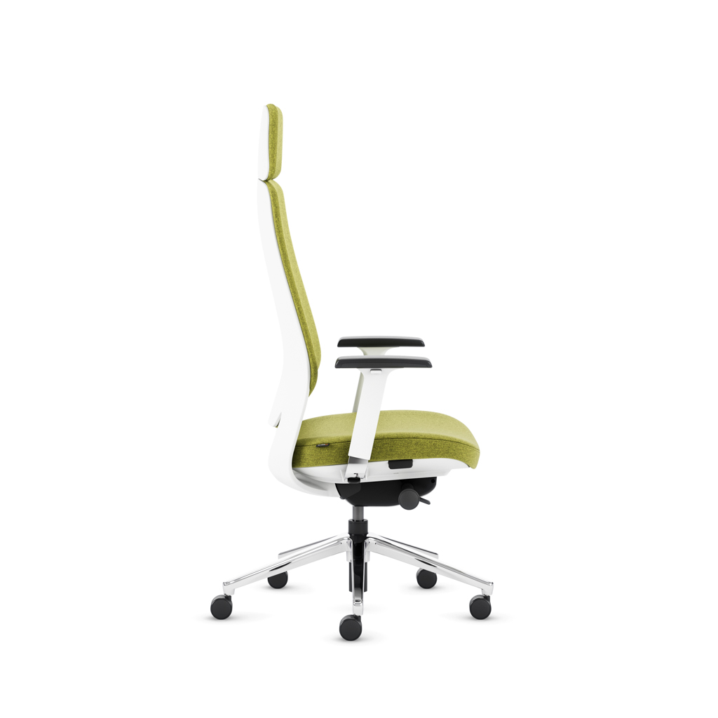 Teamo® Plush Plus - Ergonomischer Bürostuhl mit Kopfstütze, Vollpolster, Weiss/Grün