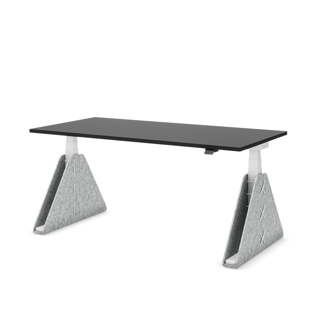 Masterlift Flex höhenverstellbarer Schreibtisch quadratisch Filz Edition Trapez Hellgrau Schwarz Dekor/Weiß 200x80