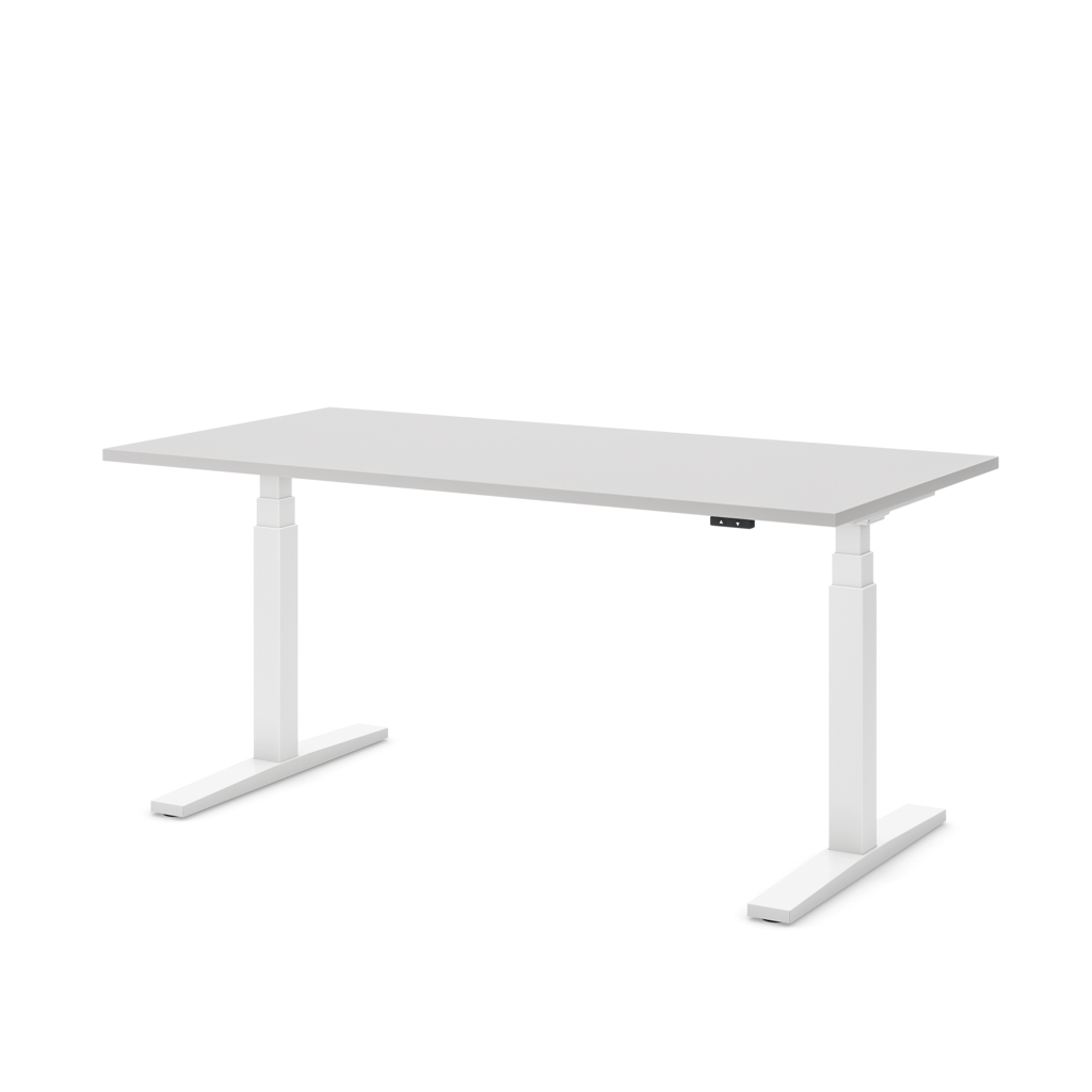 Höhenverstellbarer Schreibtisch Imperio Lift Q2 Lichtgrau Dekor/Weiss 180x80