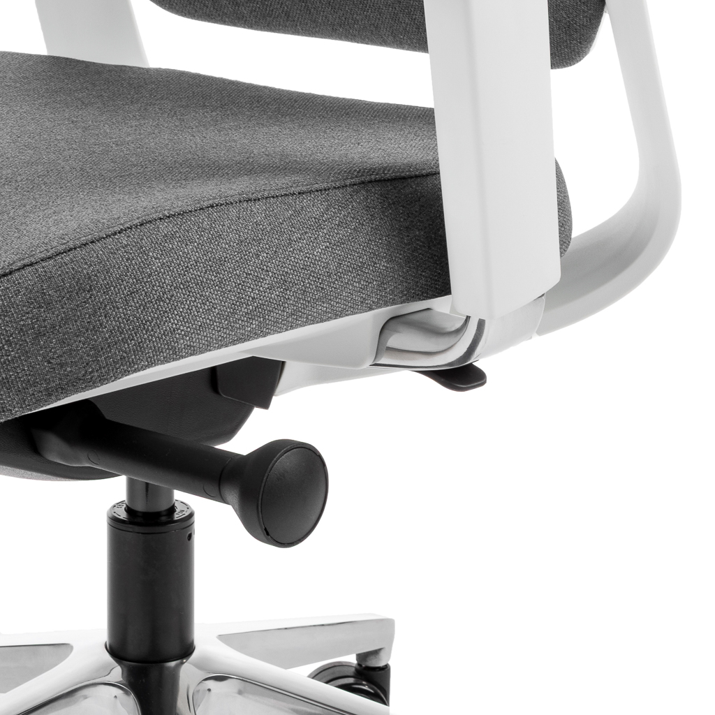 Teamo® Plush - Ergonomischer Bürostuhl mit Kopfstütze, Vollpolster, Weiss/Grau