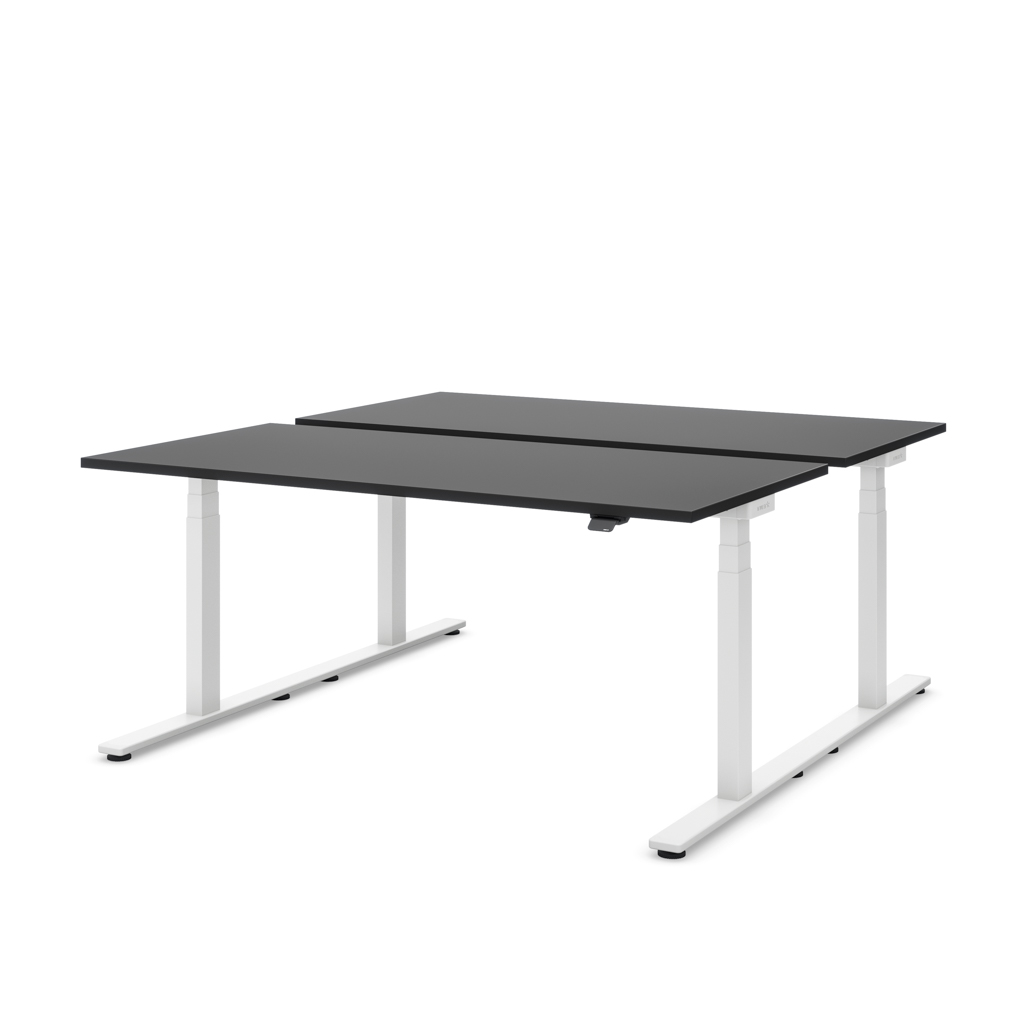 Höhenverstellbarer Team-Schreibtisch Masterlift® Flex Light, Schwarz/Weiss 200x80