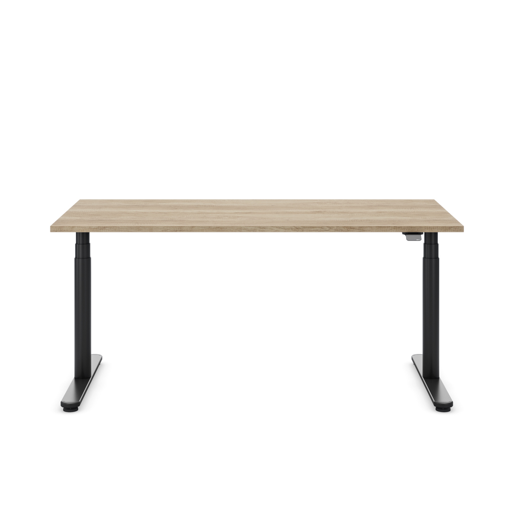 Höhenverstellbarer Schreibtisch Masterlift® Flex Basic rund, Eiche Dekor/Schwarz 180x80