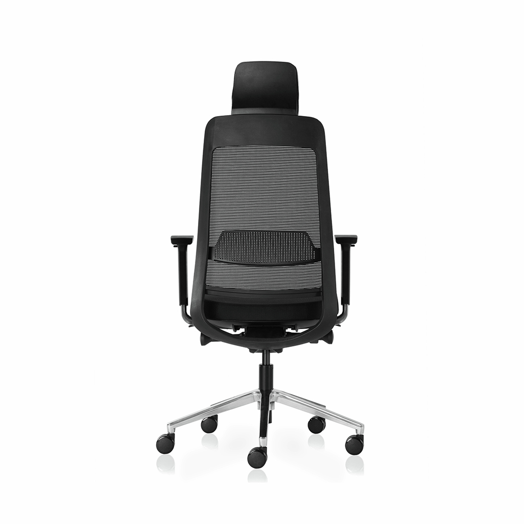 Inwerk Teamo® Original Plus - Bürostuhl mit Kopfstütze, Schwarz