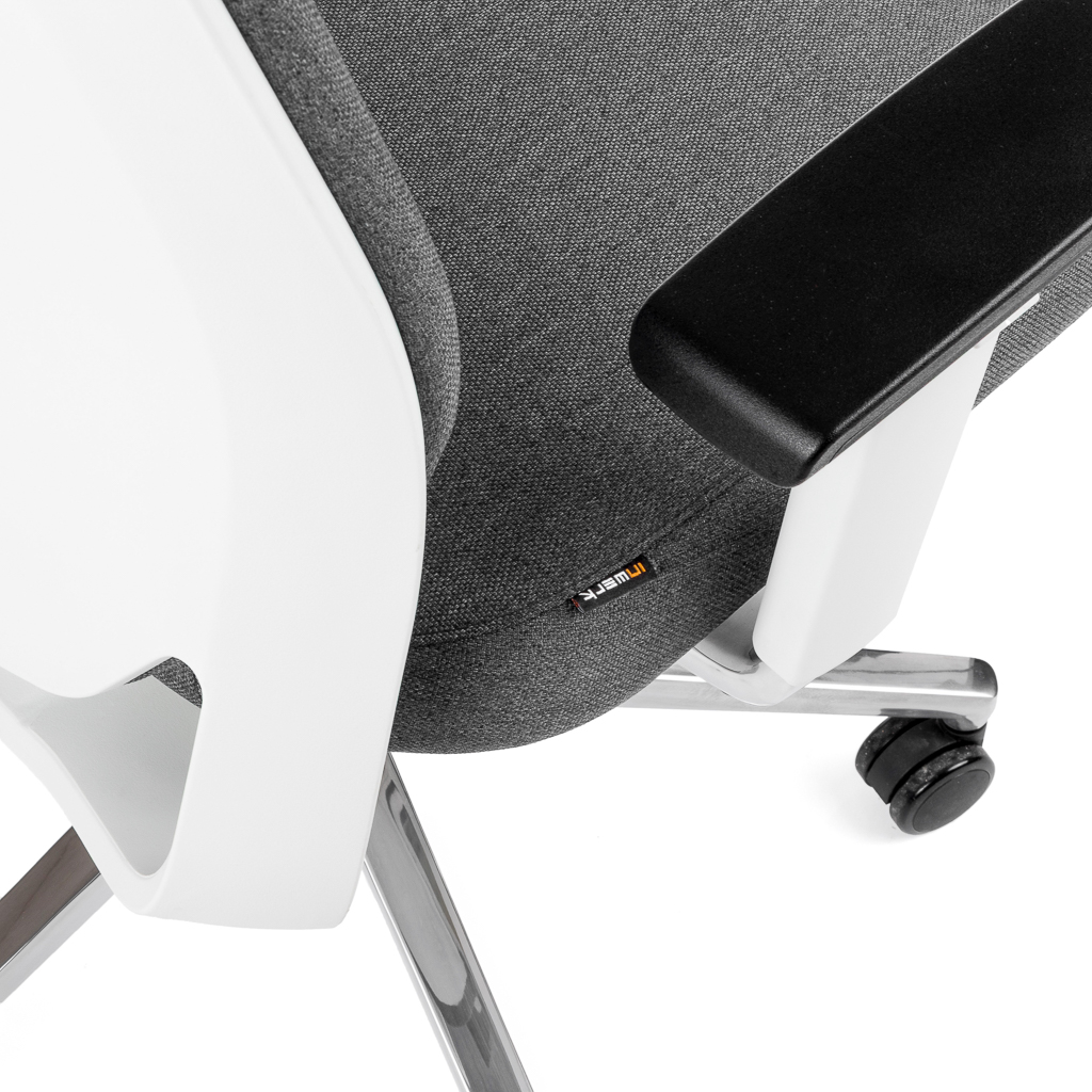 Teamo® Plush - Ergonomischer Bürostuhl mit Kopfstütze, Vollpolster, Weiss/Grau