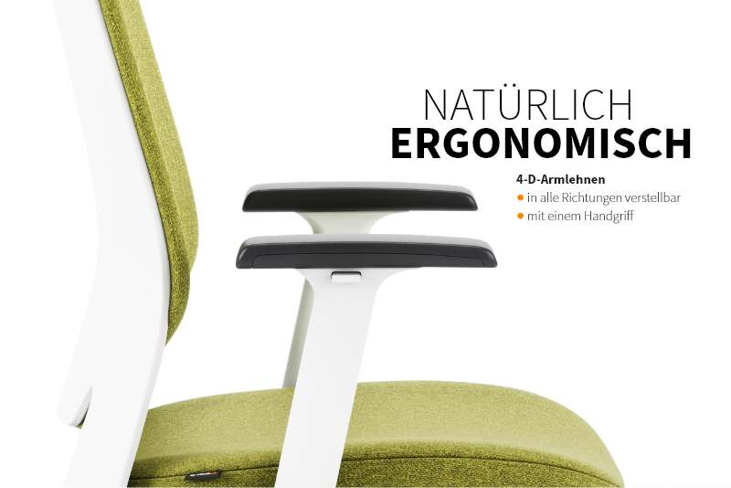 Teamo® Plush Plus - Ergonomischer Bürostuhl mit Kopfstütze, Vollpolster, Weiss/Grün