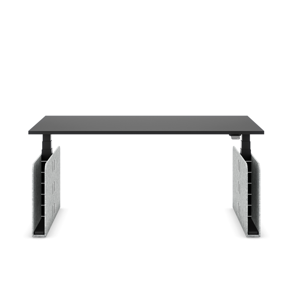 Höhenverstellbarer Schreibtisch Masterlift® Flex Akustix®-Edition, Rechteck Hellgrau, Schwarz Dekor/Schwarz 180x80