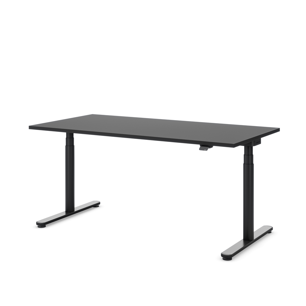 Höhenverstellbarer Schreibtisch Masterlift® Flex Basic rund, Schwarz/Schwarz 180x80