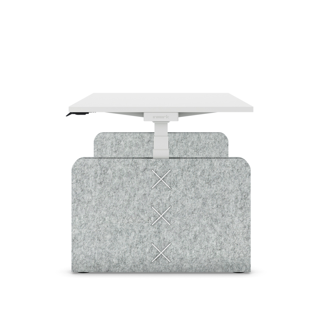 Höhenverstellbarer Schreibtisch Masterlift® Flex Akustix®-Edition, Rechteck Hellgrau, Weiss Dekor/Weiss 120x80