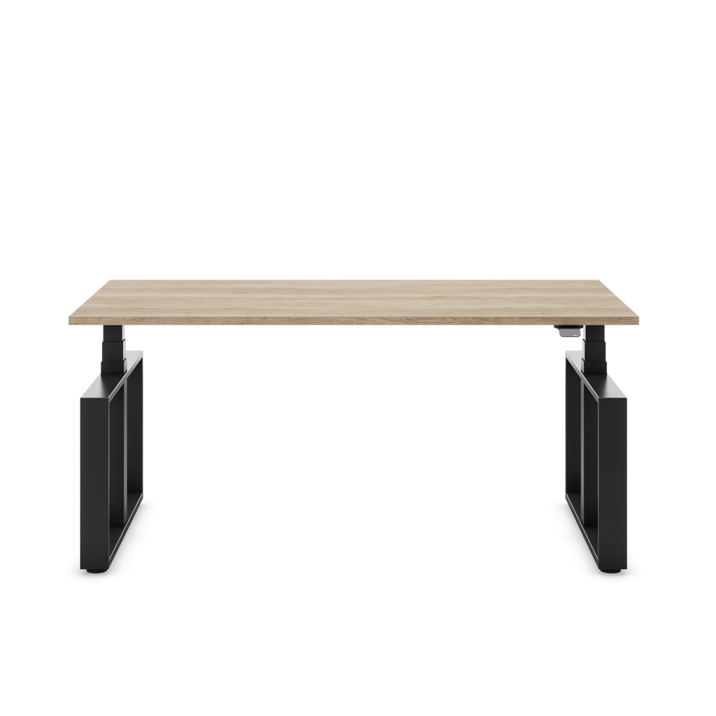 Masterlift® Flex höhenverstellbarer Schreibtisch Loop Stahl Edition Rechteck Eiche Dekor/Schwarz 160x80
