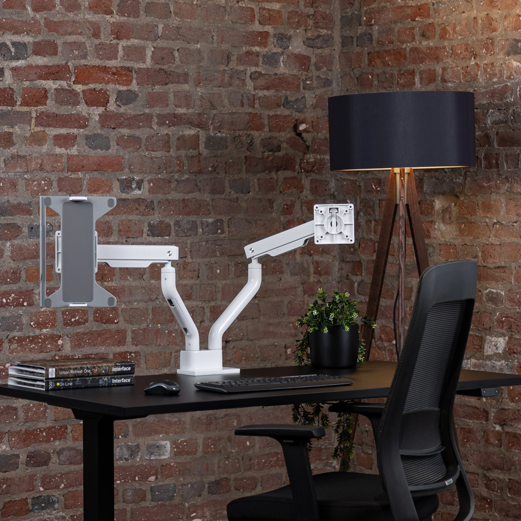 Monitorarm Inwerk® Duo Fit, mit Laptop-Halterung Weiss
