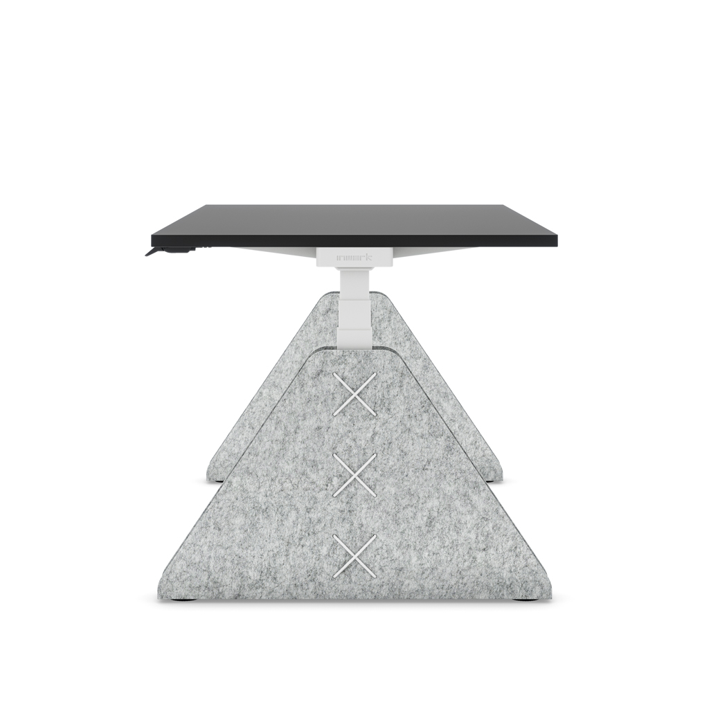 Höhenverstellbarer Schreibtisch Masterlift® Flex Akustix®-Edition, Trapez Hellgrau, Schwarz Dekor/Weiss 120x80
